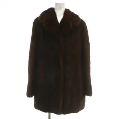 ノーブランド ファーコート アウター 毛皮 ミンク ミドル 11 L 茶色 ブラウン /XZ ■GY18