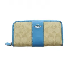 コーチ COACH F54630 長財布 ウォレット PVC レザー ロゴ シグネチャー ベージュ 青 ブルー ■GY18 /MQ