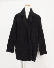 【197966】MICHEL KLEIN ミッシェルクラン  ウール×アクリル　ハーフコート  38 ブラック