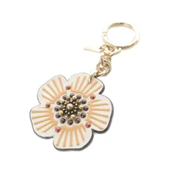 コーチ COACH レザー フラワーバッグチャーム キーホルダー 茶色 ブラウン