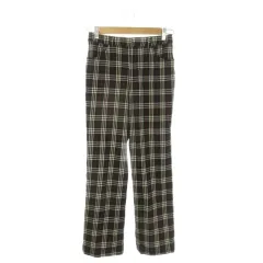 バーバリーズブルーレーベル Burberry's BLUE LABEL パンツ 36 黒 ブラック チェック柄 ロゴ刺繍 ストレート /AO10 ■GY61