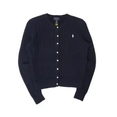 ポロラルフローレン ネイビー コットン ケーブル ニット カーディガン