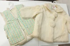 【142613】 ベビー服　毛皮コート/ベスト　2点セット  90㎝ アイボリー/マルチカラー