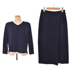 プラステ PLST セットアップ カットソー 長袖 タイトスカート ロング 無地 M 紺 ネイビー ■FY