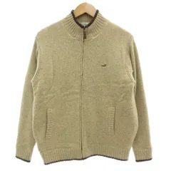 クロコダイル CROCODILE ニット中綿ジャケット ブルゾン M ジップアップ ハイネック ベージュ /GV