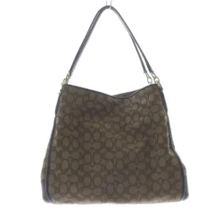 コーチ COACH シグネチャー 3つ口 ワンショルダー ハンドバッグ サイドロゴ 茶