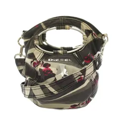 ディーゼル DIESEL トレーナーロック TRAINER ROCK ハンドバッグ ショルダーバック 2way 総柄 バラ柄 キャンバス グレー ピンク /YT