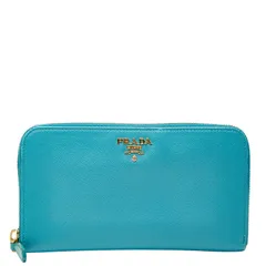 プラダ ラウンドファスナー 長財布 1M0506 ブルー サフィアーノレザー レディース PRADA【1-0252212】
