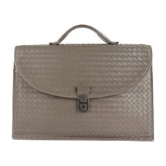 BOTTEGAVENETA ボッテガヴェネタ ビジネスバッグ 170238 レザー グレー イントレチャート ブリーフケース フラップ