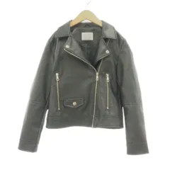 ザラ ZARA ダブル ライダースジャケット フェイクレザー 140 ブラック /UO