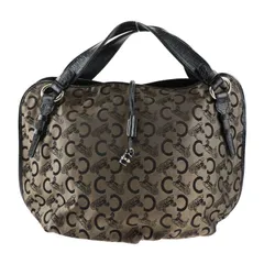 CELINE セリーヌ ビタースウィート ハンドバッグ - キャンバス  クロコ型押しレザー ブロンズ ブラック ゴールド金具 Cサルキー トートバッグ ショルダーバッグ ショッピングバッグ 