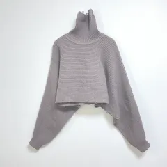 【216977】 Dazy ニット　ドルマンスリーブ　タートルネック　クロップド丈　S  ・ ブラウン系