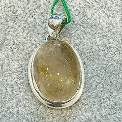 ルチルクオーツ ペンダントトップ シルバー925 刻印入り 天然石 一点物 ハンドメイド 透明感 金色 針状結晶 ジャイプール 職人 個性 唯一無二 魅力 上品 落ち着き カジュアル フォーマル デイリー ユニセックス 大人SV925 存在感 華やか 品格