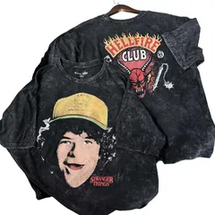 公式 Netflex 「 ストレンジャーシングス 」 ヘルファイアクラブ Dustin 半袖 Tシャツ ヴィンテージ加工 両面プリント 男女兼用  XS--XL