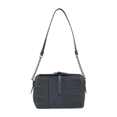 BOTTEGAVENETA ボッテガヴェネタ  ショルダーバッグ 396485 ラムスキン  リザード×パイソン×エナメル ブラック  ガンメタル金具  イントレチャート チェーンショルダー エキゾチックレザー 