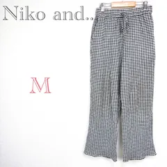 ニコアンド　Niko and...【M】ギンガムチェック　ワイドパンツ　ストレッチ　ウエストゴム