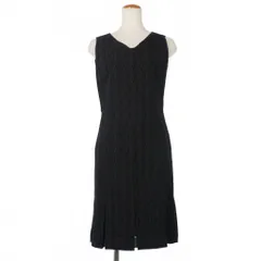 コムサデモード COMME CA DU MODE ワンピース ノースリーブ Vネック ひざ丈 11号 ブラック 黒