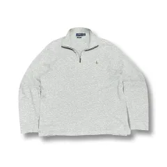 L ポロ ラルフローレン ハーフジップアップ スウェット グレー