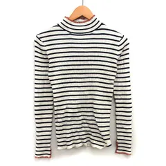 ニコアンド Niko and.. リブニット セーター ボーダー 柄 ステッチ 長袖 モックネック M アイボリー 白 /HT6