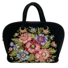 FEILER(フェイラー) ハンドバッグ - 黒×ピンク×マルチ 花柄