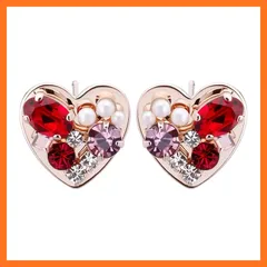 【新品】 LOKUMI ピアス 日本製 プレシオサ クリスタル 金属アレルギー対応 ハート ビジュー スタッドピアス 大振り 大きめ レディース シンプル 人気 ハートピアス スタッド ビジューピアス ニッケルフリー ギフト プレゼント tp-35 (ピン 1