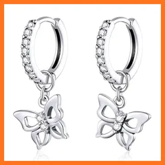 【新品】 DAZZARRY ピアス レディース 人気 最高級ジルコニア フープピアス 蝶々 揺れる 金属アレルギー対応 女性 アクセサリー 0