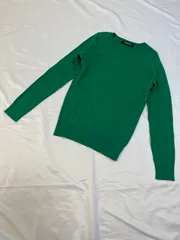 【218451】Brahmin ブラーミン  長袖ニット　リブ編み　コットン100％　サイズ38  ・ グリーン