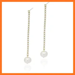 【新品】 [Adelina Style] ピアス レディース 人気 ラインストーン 揺れる 真珠 パールピアス 1ペア スタッドピアス キュービックジルコニア S925 純銀製 金属アレルギー対応 ゴルード (タイプH)