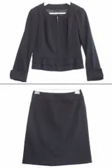 【218130】ANAYI アナイ  セットアップ　ジップアップノーカラーペプラムジャケット/スカート　ウール　ストレッチ  ・38 10011-04-95-380