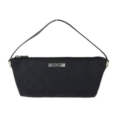 GUCCI グッチ アクセサリーポーチ ハンドバッグ 039 1103 2123 キャンバス レザー  ブラック シルバー金具  GGキャンバス  