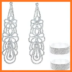 【新品】 【VanFROSTED】ピアス フィットネス 大会 ボディ 大 長 ジャパン 発表会 クリスタル フラワー 花 キラキラ ウェディング ブライダル 結婚 競技 ラインストーン 揺れる 花嫁 年 セット ブレスレット ピアスシルバー 422