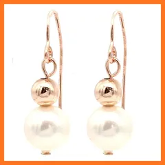 【新品】 [miwaki] K14GF ゴールドフィルド ピアス メタルボール 貝パール レディース アクセサリー 女性用 シンプル 金属アレルギー対応 k14gf43 ピンクゴールド フック 0