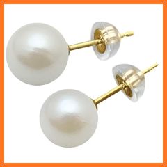 【新品】 7.0ｍｍ K18 アコヤ真珠ピアス / 18金 パール ピアス 本真珠 7mm (18K) 1