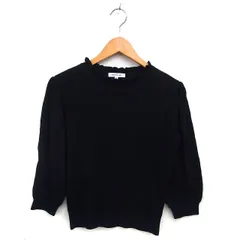 ナチュラルビューティーベーシック NATURAL BEAUTY BASIC ニット セーター リブ フリルネック ギャザー 七分袖 M 黒 ブラック /NT14