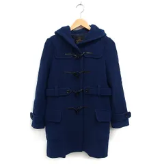 ナノユニバース nano universe ダッフルコート アウター ミドル ウール フード フェイクレザー シンプル 36 青 ブルー /NT24