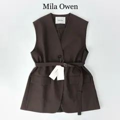 タグ付  美品✨/ 2025 / MilaOwen ミラオーウェン / 共ベルト付き オーバーサイズ ノーカラー ベスト / ブラウン 茶色 / サイズ１ / 近年モデル / ゆったり / きれいめ / ジレ