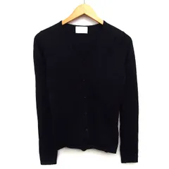 ナチュラルビューティー NATURAL BEAUTY ニット カーディガン 無地 シンプル 切替リブ 長袖 Vネック ウール混 M ブラック 黒 /HT32