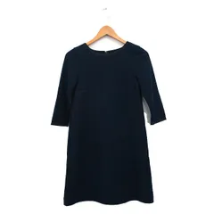 クミキョク 組曲 KUMIKYOKU ワンピース ミニ 七分袖 ウール シンプル S2 ネイビー 紺 /KT8