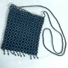 【220365】 ビーズバッグ　フォーマル　ショルダー　ミニ　パーティー等に ブラック