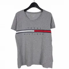 トミーヒルフィガー TOMMY HILFIGER ビッグロゴライン Tシャツ カットソー 半袖 M グレー