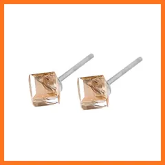 【新品】 [グラムジュエリー］ ピアス レディース 金属アレルギー対応 レインボー キューブ クリスタル オーロラ 虹色 プレゼント 女性 彼女 シンプル 一粒ピアス プラチナ仕上 シルバー925 シャンパンゴールド 1