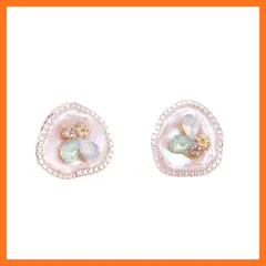 【新品】 Heaven's Hailey 淡水パール スタッズピアス レディース/ガールズ用「Dear Moon（ディアムーン）」特別なイベント・デイリー使いのアクセサリ ニッケルフリーポスト仕上げ、ギフトボックス付き、ハンドメイドジュエリー（シルバーライ 1