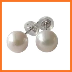 【新品】 本真珠ピアス6.0ミリ珠スタッドあこや真珠（和珠）K14WG【ギフトラッピング済み】 (ホワイトゴールド) 1