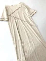 w closet ダブルクローゼット ランダムリブ切替 メロースリット入り ワンピース sizeF/アイボリー  ■■レディース