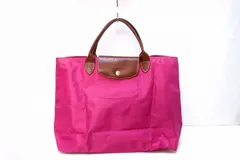 【220577】LONGCHAMP ロンシャン  ナイロン×レザー トートバッグ ピンク