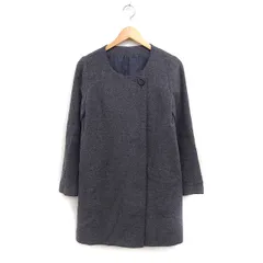 ホワイトジョーラ WHITE JOOLA ノーカラー コート アウター ミドル丈 アンゴラ混 無地 9 グレー 灰 /FT43