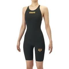 arena(アリーナ) レ-シングワンピ-ススパツツ(オ- 水泳水着W コウニン (as6src10l-bkgd)、ブラック/ゴールド