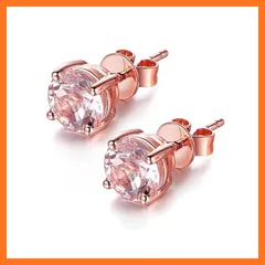 【新品】 [JIANGXIN]8MMピンクゴールドピンクモルガナイト上質な一粒ダイヤモンドピアス シルバー925 k18 18金 18k ホワイトゴールド 女性 大人 華奢 シンプル かわいい 両耳用 妻 プレゼント 彼女 誕生日 記念日プレゼント 0