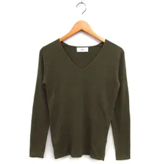 アズールバイマウジー AZUL by moussy Vネック ニット カットソー シンプル ストレッチ 長袖 S カーキ /NT17