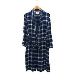 B&Y ユナイテッドアローズ BEAUTY&YOUTH ビューティー&ユース シャツ カーディガン ロング リボン コットン チェック ネイビー 紺 /KT12